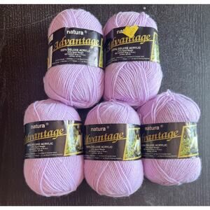 Lot of 5 Natura Advantage Yarn in #16 Lilac Acrylic Sport